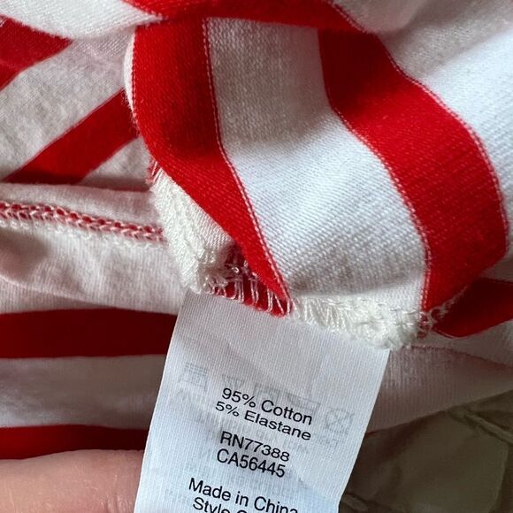 J Crew red/white striped off the shoulder top Sz L - Picture 4 of 4